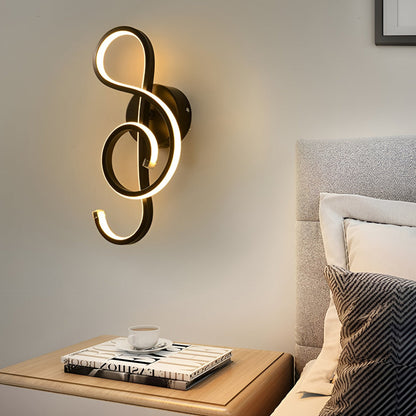 Musical Note LED Wall Sconce Aluminium Modern Decorative Bedroom Hallway Black White