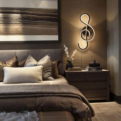 Musical Note LED Wall Sconce Aluminium Modern Decorative Bedroom Hallway Black White