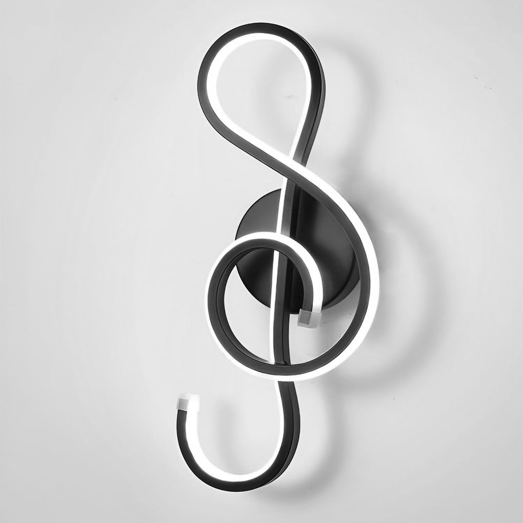 Musical Note LED Wall Sconce Aluminium Modern Decorative Bedroom Hallway Black White