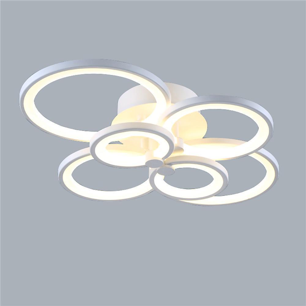 Multi-Ring Cluster Semi-Flush Mount Ceiling Light — Modern Contemporary Metal Acrylic LED 6 Light White Black Coffee