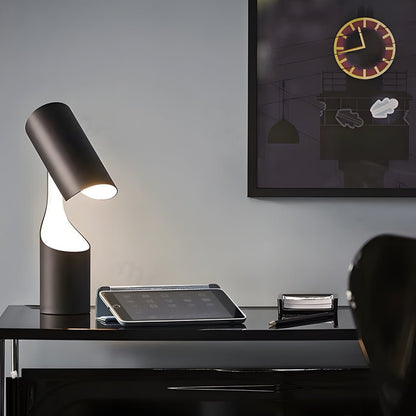 Modern Table Lamp Adjustable Cylinder Black Steel 15W LED 6000K Daylight Nordic Home Office Desk 13.4 Inch