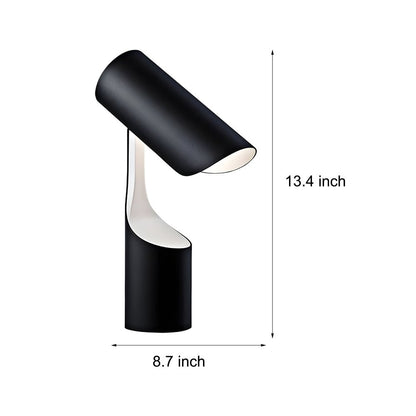 Modern Table Lamp Adjustable Cylinder Black Steel 15W LED 6000K Daylight Nordic Home Office Desk 13.4 Inch