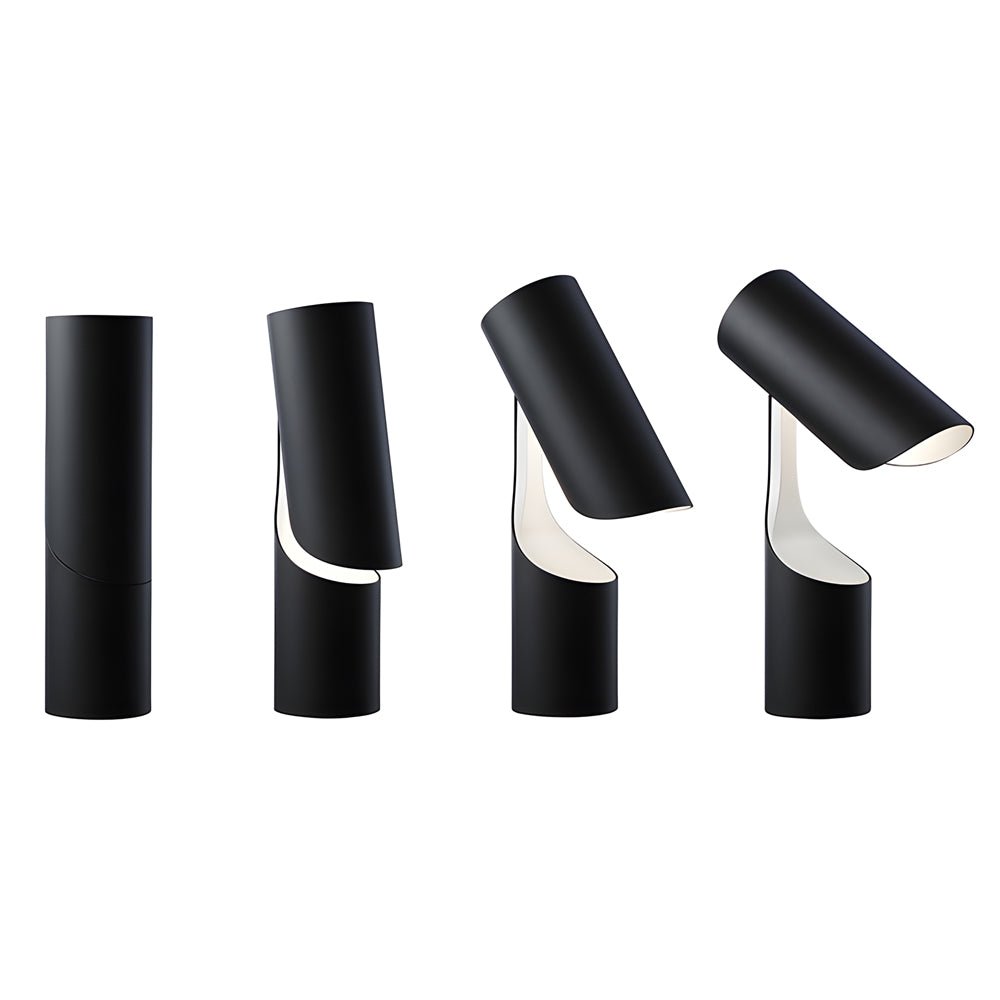 Modern Table Lamp Adjustable Cylinder Black Steel 15W LED 6000K Daylight Nordic Home Office Desk 13.4 Inch