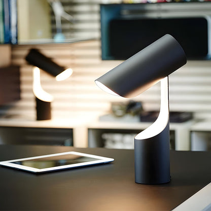 Modern Table Lamp Adjustable Cylinder Black Steel 15W LED 6000K Daylight Nordic Home Office Desk 13.4 Inch