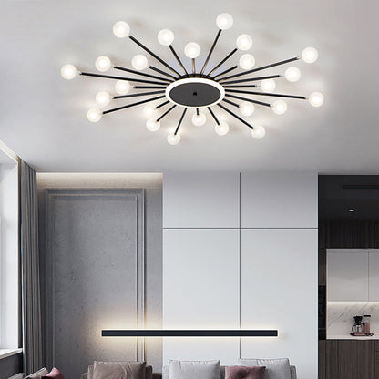 Sputnik Glass Globe Flush Mount Gold Black 18 24 30 Heads
