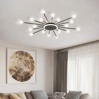 Sputnik Glass Globe Flush Mount Gold Black 18 24 30 Heads