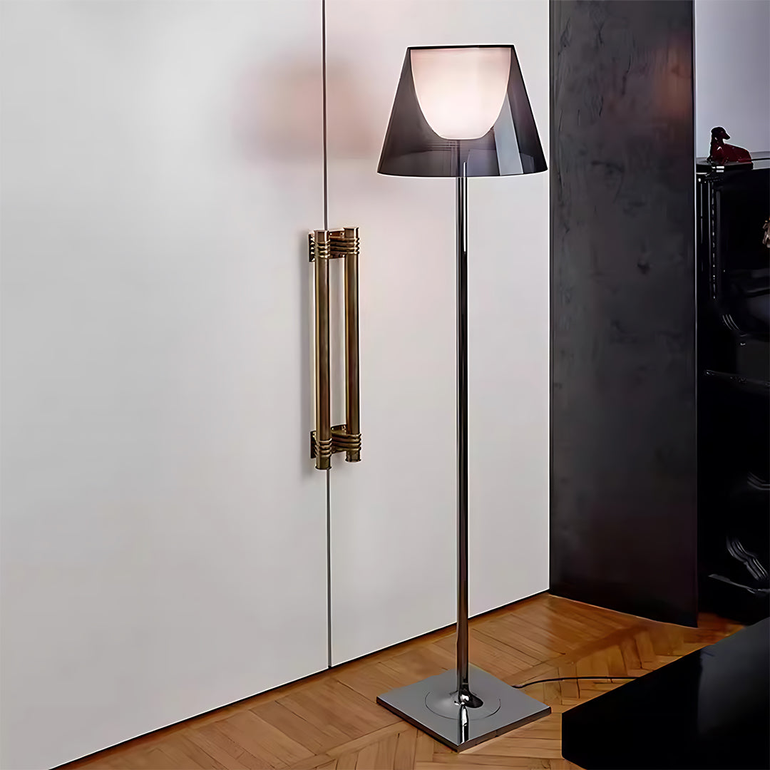 Modern Floor Lamp LED Nordic Column Acrylic Shade Iron Square Base Warm White 3000K Ash Gray Clear 65 Inch