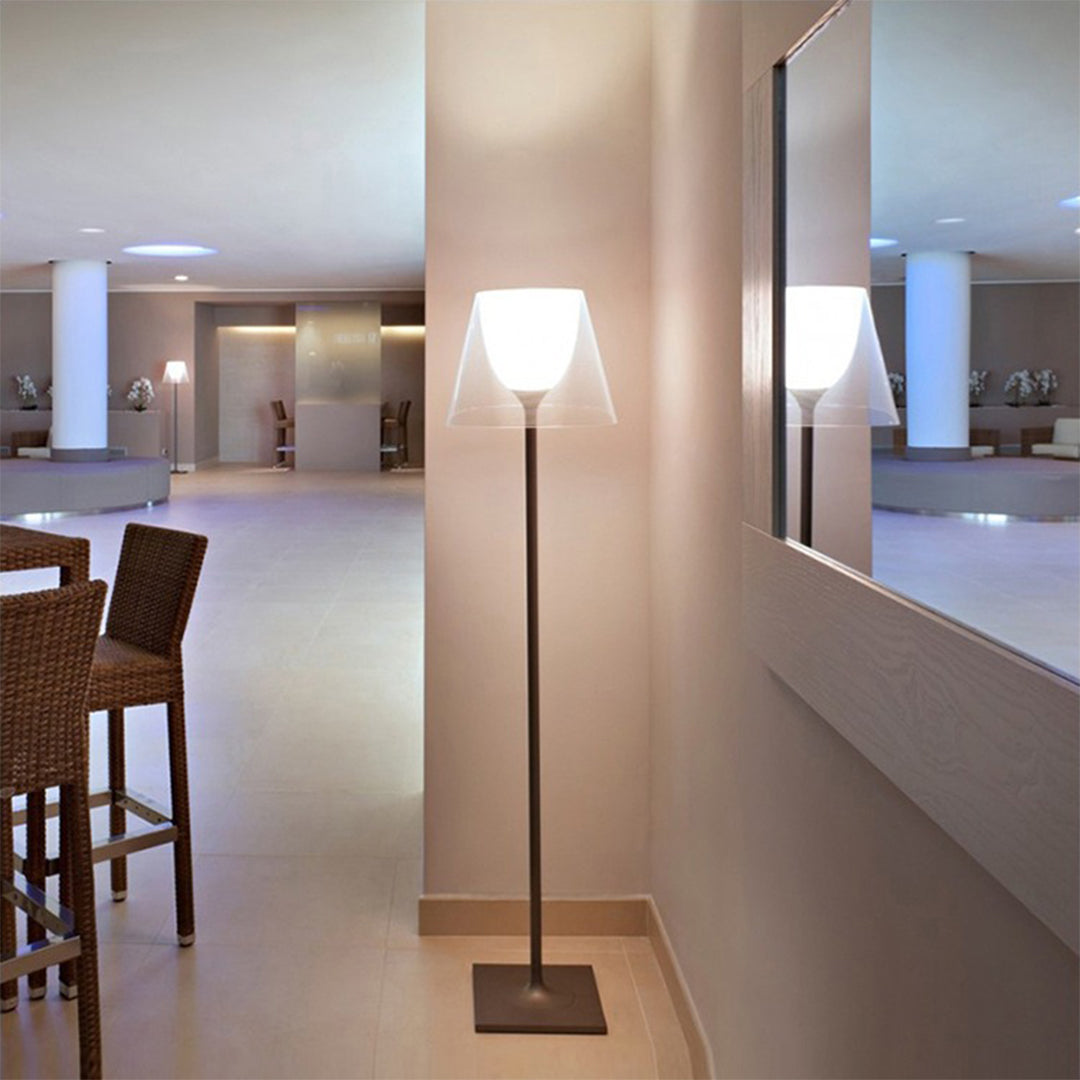 Modern Floor Lamp LED Nordic Column Acrylic Shade Iron Square Base Warm White 3000K Ash Gray Clear 65 Inch