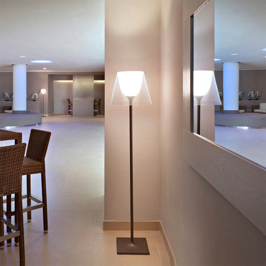 Modern Floor Lamp LED Nordic Column Acrylic Shade Iron Square Base Warm White 3000K Ash Gray Clear 65 Inch