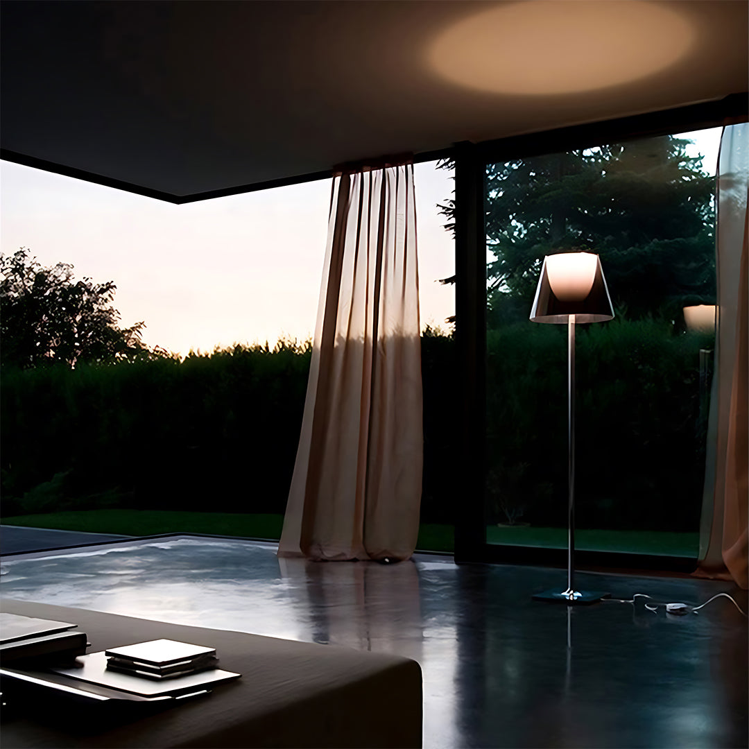 Modern Floor Lamp LED Nordic Column Acrylic Shade Iron Square Base Warm White 3000K Ash Gray Clear 65 Inch