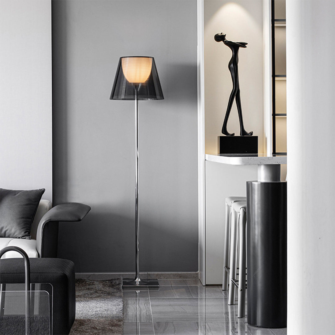 Modern Floor Lamp LED Nordic Column Acrylic Shade Iron Square Base Warm White 3000K Ash Gray Clear 65 Inch