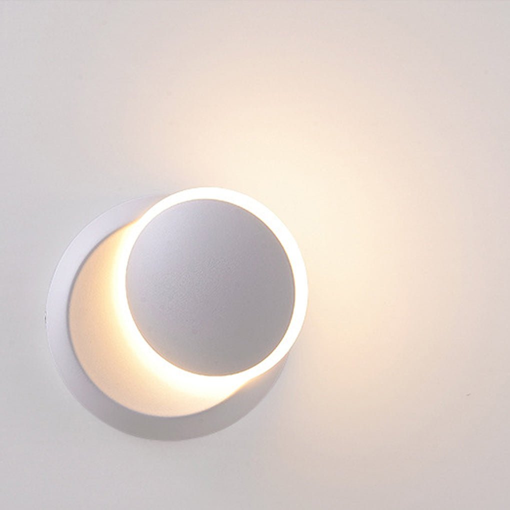 Nordic Minimalist LED Rotatable Round Wall Sconce Bedroom Dining Room Café Black White