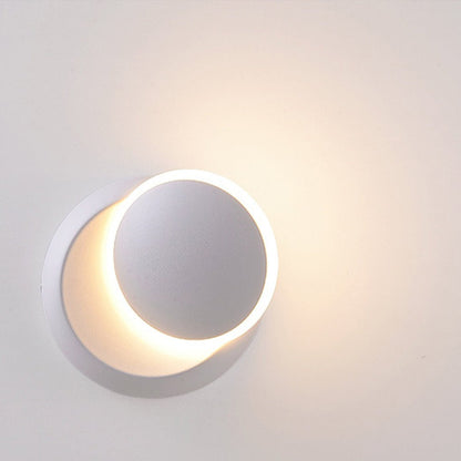 Nordic Minimalist LED Rotatable Round Wall Sconce Bedroom Dining Room Café Black White