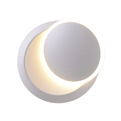 Nordic Minimalist LED Rotatable Round Wall Sconce Bedroom Dining Room Café Black White