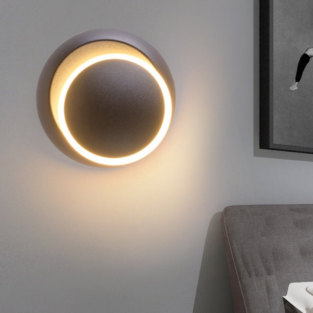 Nordic Minimalist LED Rotatable Round Wall Sconce Bedroom Dining Room Café Black White