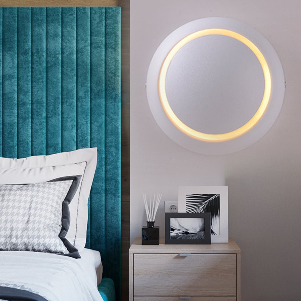 Nordic Minimalist LED Rotatable Round Wall Sconce Bedroom Dining Room Café Black White