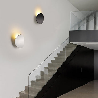Modern Round Disc LED Wall Sconce Backlit Aluminum Bedroom Hallway Living Room Black White