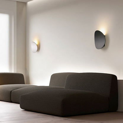Modern Round Disc LED Wall Sconce Backlit Aluminum Bedroom Hallway Living Room Black White