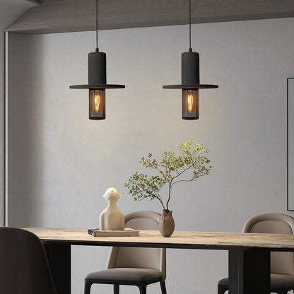 Industrial Cement and Mesh LED Pendant Light for Living Room Dining Room and Kitchen