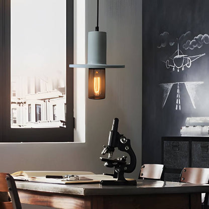 Industrial Cement and Mesh LED Pendant Light for Living Room Dining Room and Kitchen