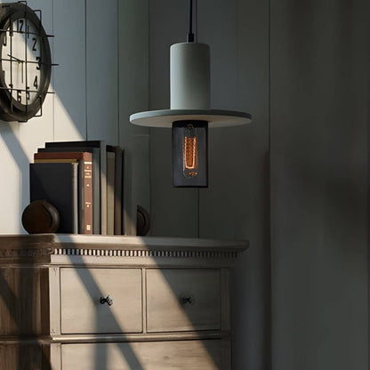 Industrial Cement and Mesh LED Pendant Light for Living Room Dining Room and Kitchen