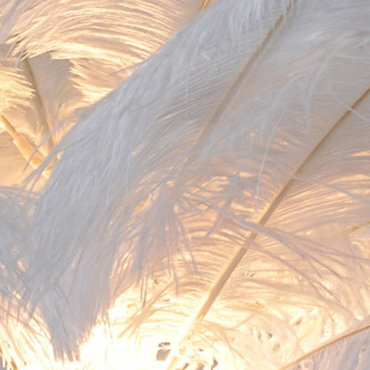 Decorative Floor Lamp Glam Ostrich Feather Gold Iron Stem Warm White 3000K Foot Switch White Pink Teal 61 Inch