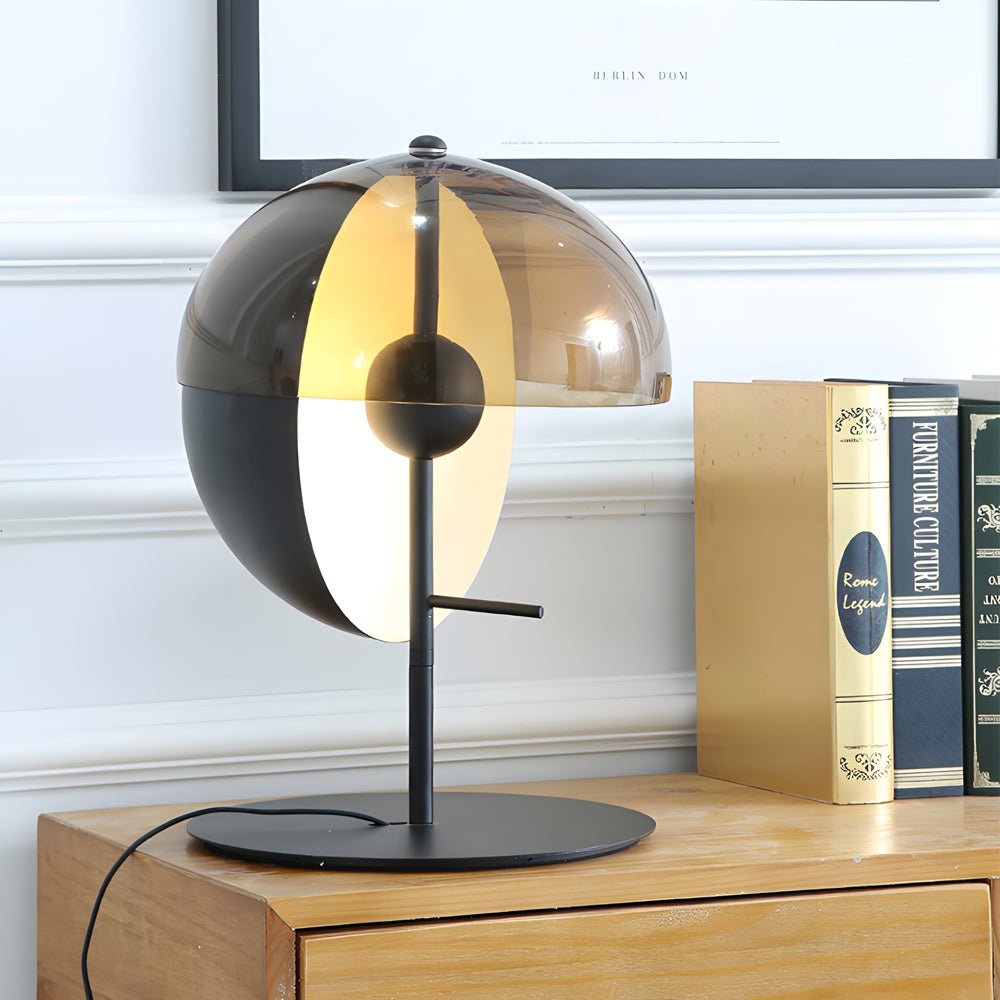 Modern Table Lamp Dual Half-Sphere Amber Glass Swivel Progressive Dimmer Vintage Black White 3000K 17.7 Inch by Mathias Hahn