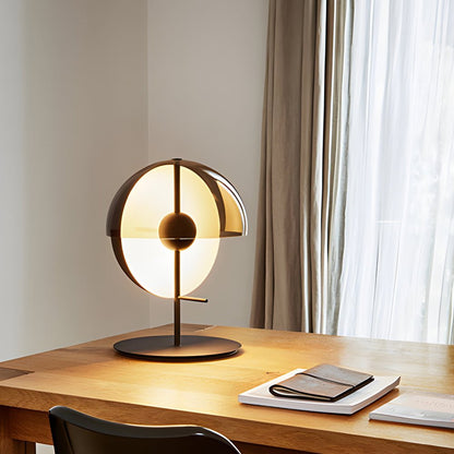 Modern Table Lamp Dual Half-Sphere Amber Glass Swivel Progressive Dimmer Vintage Black White 3000K 17.7 Inch by Mathias Hahn