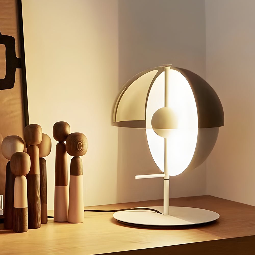 Modern Table Lamp Dual Half-Sphere Amber Glass Swivel Progressive Dimmer Vintage Black White 3000K 17.7 Inch by Mathias Hahn