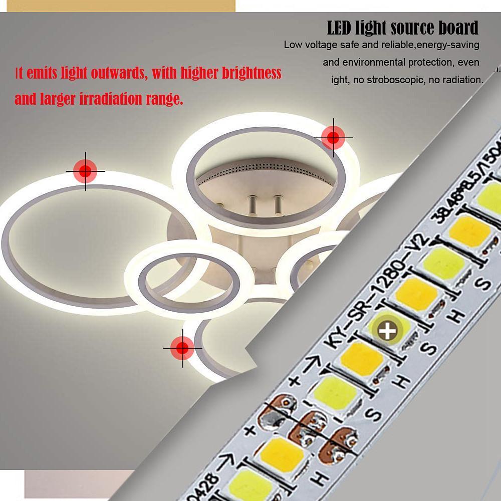 Multi-Circle Cluster Double-Tier Semi-Flush Mount Ceiling Light — Modern Aluminum Acrylic LED 4 6 8 Light