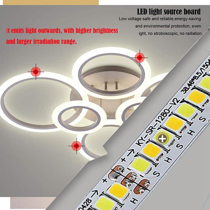 Multi-Circle Cluster Double-Tier Semi-Flush Mount Ceiling Light — Modern Aluminum Acrylic LED 4 6 8 Light