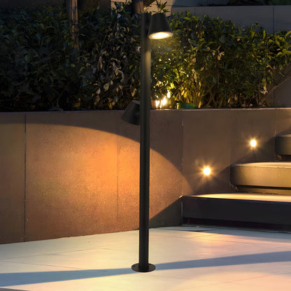 Modern Cylindrical LED Pathway Light Waterproof Outdoor Bollard Landscape Lighting Black Aluminum Glass IP65 7W