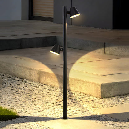 Modern Cylindrical LED Pathway Light Waterproof Outdoor Bollard Landscape Lighting Black Aluminum Glass IP65 7W