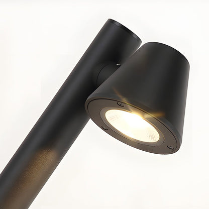 Modern Cylindrical LED Pathway Light Waterproof Outdoor Bollard Landscape Lighting Black Aluminum Glass IP65 7W