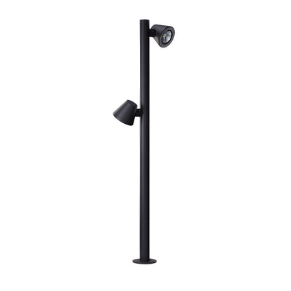 Modern Cylindrical LED Pathway Light Waterproof Outdoor Bollard Landscape Lighting Black Aluminum Glass IP65 7W