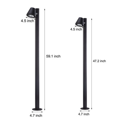 Modern Cylindrical LED Pathway Light Waterproof Outdoor Bollard Landscape Lighting Black Aluminum Glass IP65 7W
