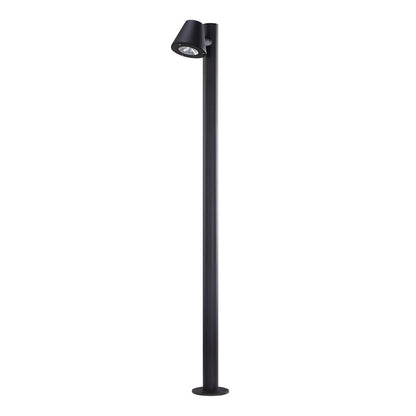 Modern Cylindrical LED Pathway Light Waterproof Outdoor Bollard Landscape Lighting Black Aluminum Glass IP65 7W