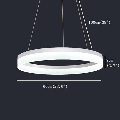 Thick Circle Acrylic Ring LED Pendant Light Dimmable Dining Room Bedroom Kitchen White Black