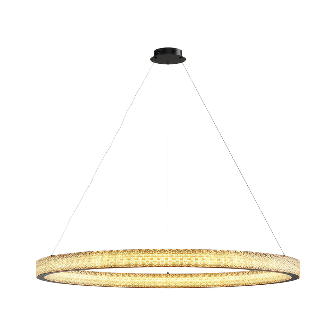Copper Ring Chandelier White Acrylic Dimmable LED 3000K 6000K Remote 7 Sizes