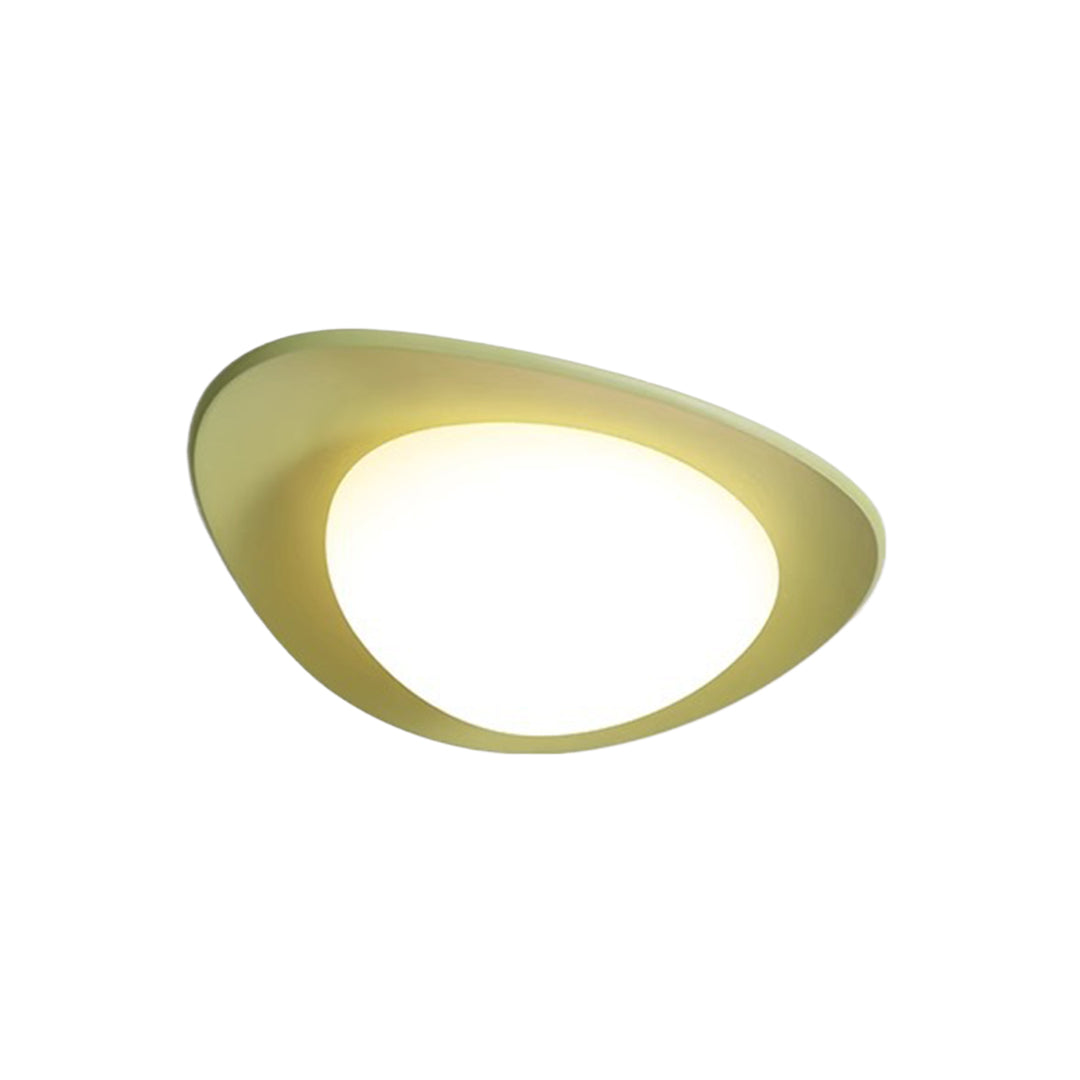 Pebble Shape Full Spectrum Flush Mount Resin Green Beige White Two Sizes