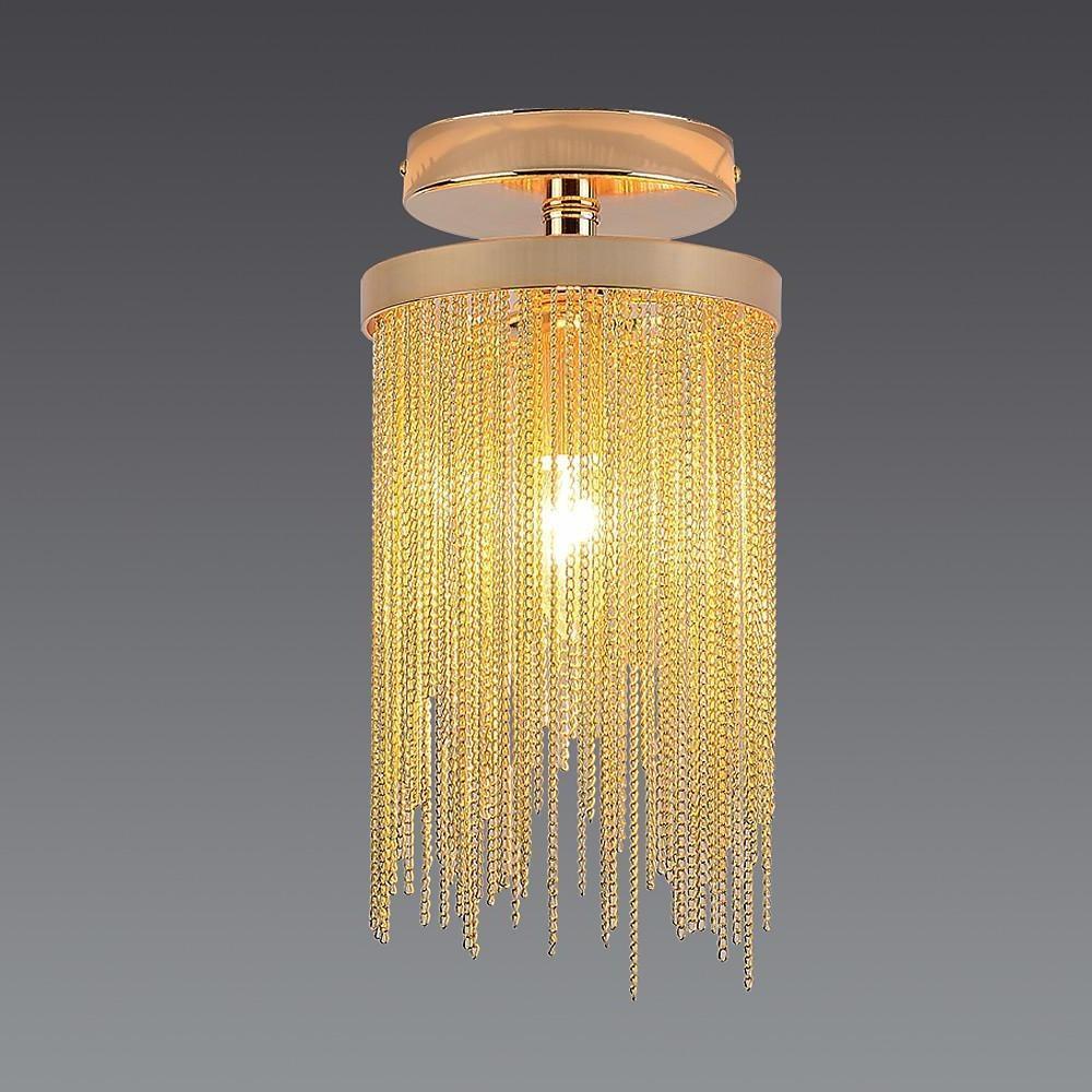 Tassel Semi Flush Mount Ceiling Light Modern Farmhouse Metal Gold Chrome Blue Green