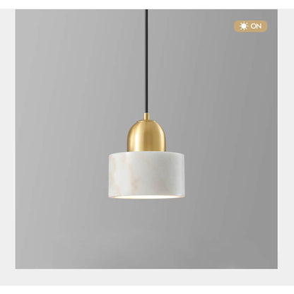 Marble Drum Mini Pendant Ivory White Black Green E26 4 Colors