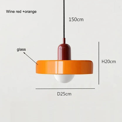 Nordic Bauhaus Glass Pendant Light – Sculpted Color Disc Ceiling Fixture