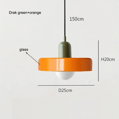 Nordic Bauhaus Glass Pendant Light – Sculpted Color Disc Ceiling Fixture