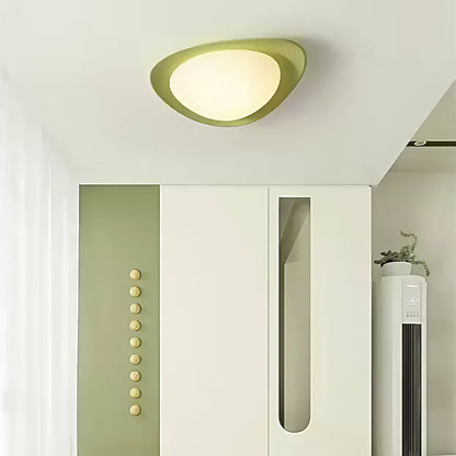 Pebble Shape Full Spectrum Flush Mount Resin Green Beige White Two Sizes