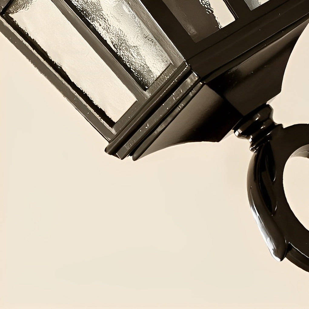 European Style Outdoor Black Wall Sconce Die-Cast Aluminum Tempered Glass E27 Waterproof 3 Sizes Balcony Villa Yard