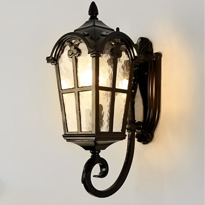 European Style Outdoor Black Wall Sconce Die-Cast Aluminum Tempered Glass E27 Waterproof 3 Sizes Balcony Villa Yard
