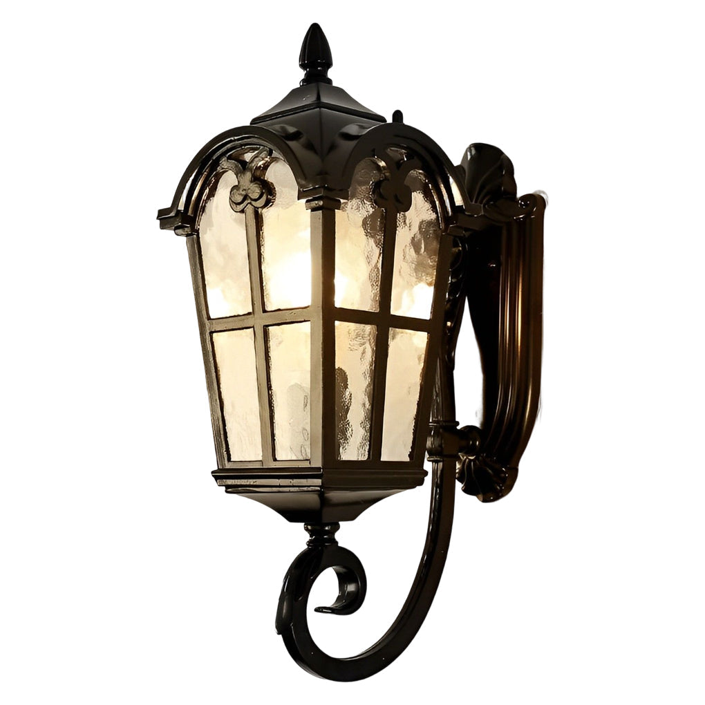 European Style Outdoor Black Wall Sconce Die-Cast Aluminum Tempered Glass E27 Waterproof 3 Sizes Balcony Villa Yard