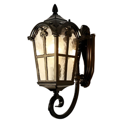 European Style Outdoor Black Wall Sconce Die-Cast Aluminum Tempered Glass E27 Waterproof 3 Sizes Balcony Villa Yard