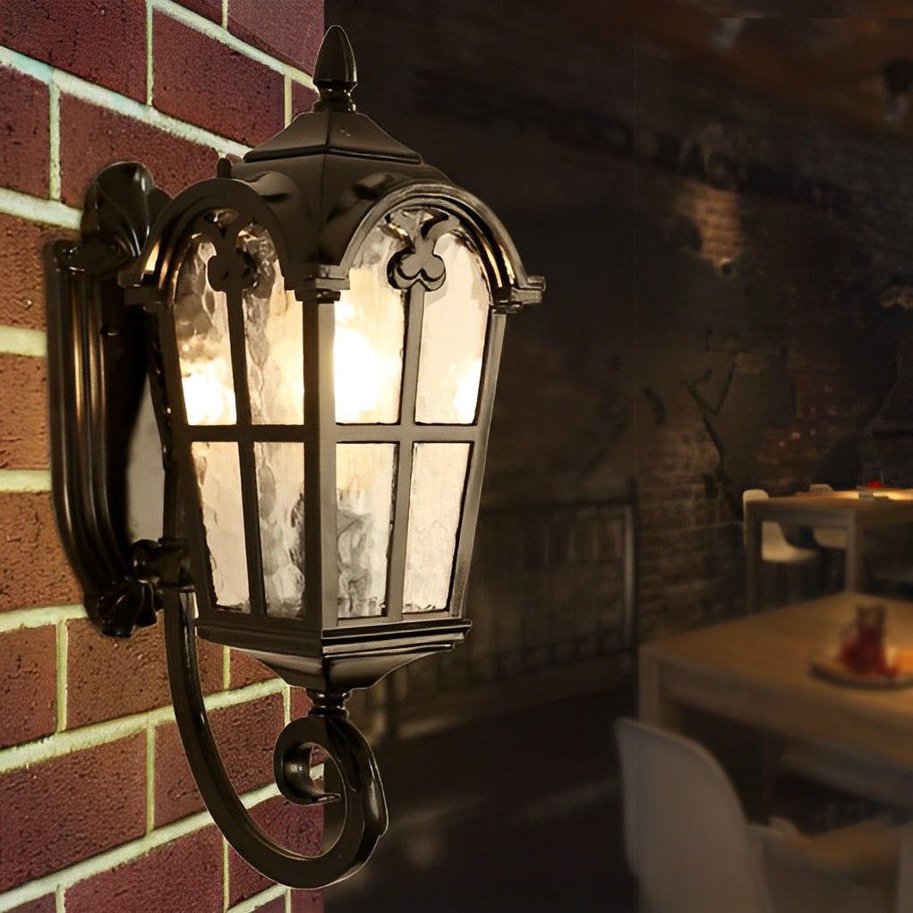 European Style Outdoor Black Wall Sconce Die-Cast Aluminum Tempered Glass E27 Waterproof 3 Sizes Balcony Villa Yard